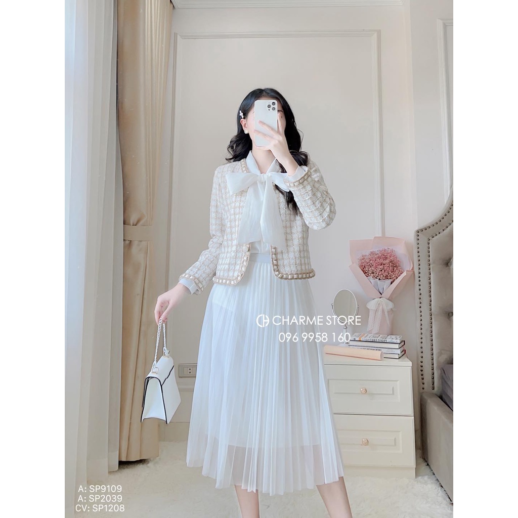 Chân váy dập ly nữ dáng xòe thiết kế Charme 1208 | BigBuy360 - bigbuy360.vn