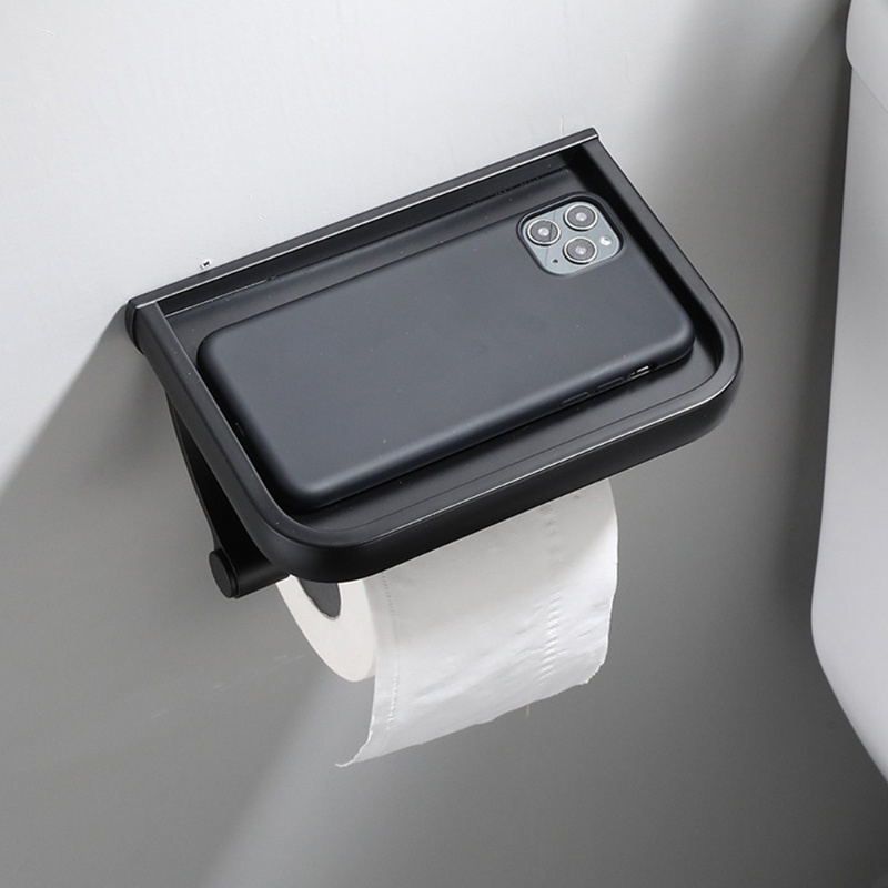 Giá Đỡ Cuộn Giấy Vệ Sinh Gắn Tường Bằng Nhôm Kèm Khay Đựng Tiện Dụng Cho Nhà Bếp / Phòng Tắm