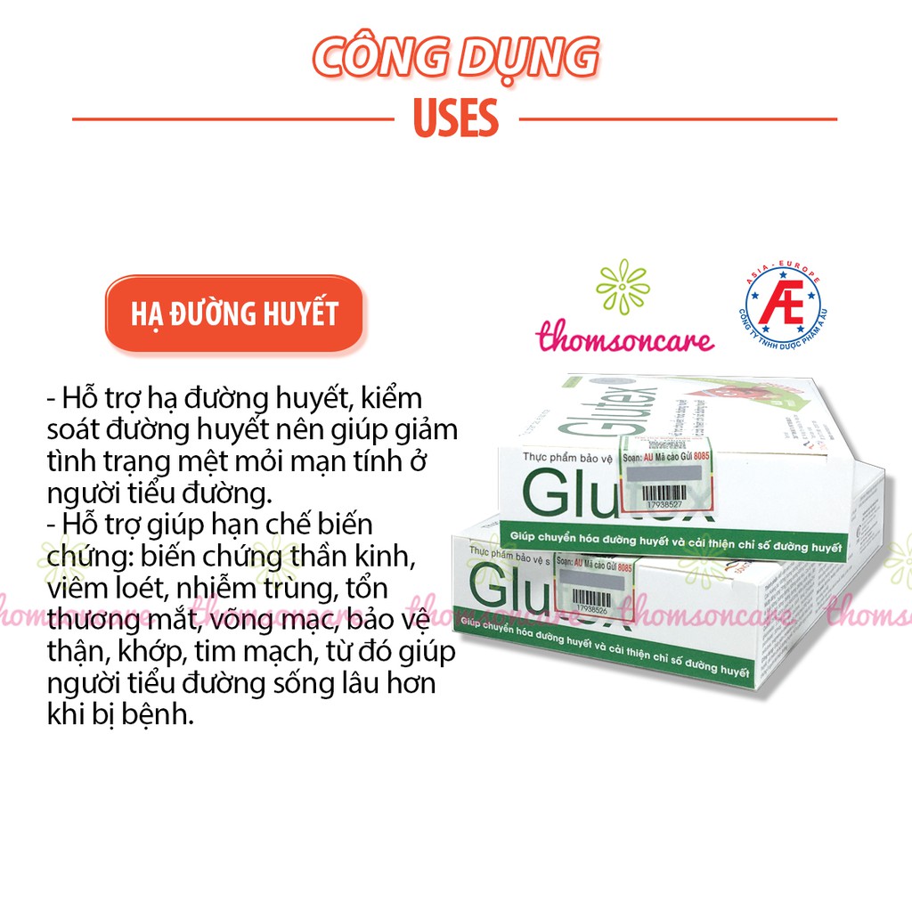 Glutex - Mua 6 tặng 1 bằng tem tích điểm - Hỗ trợ ổn định đường huyết, giảm tiểu đường từ mướp đắng, lá xoài