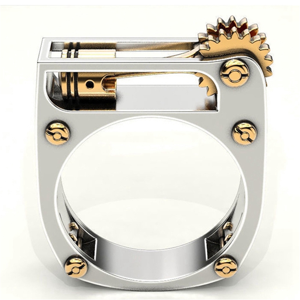 Nhẫn thiết kế kiểu bánh răng cơ khí phong cách vintage sành điệu