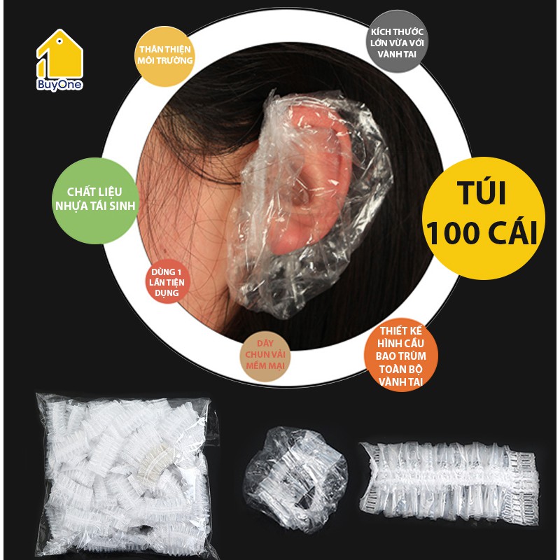 Bao nylon trùm vành tai làm hóa chất cho tóc - buyone - BOPK86