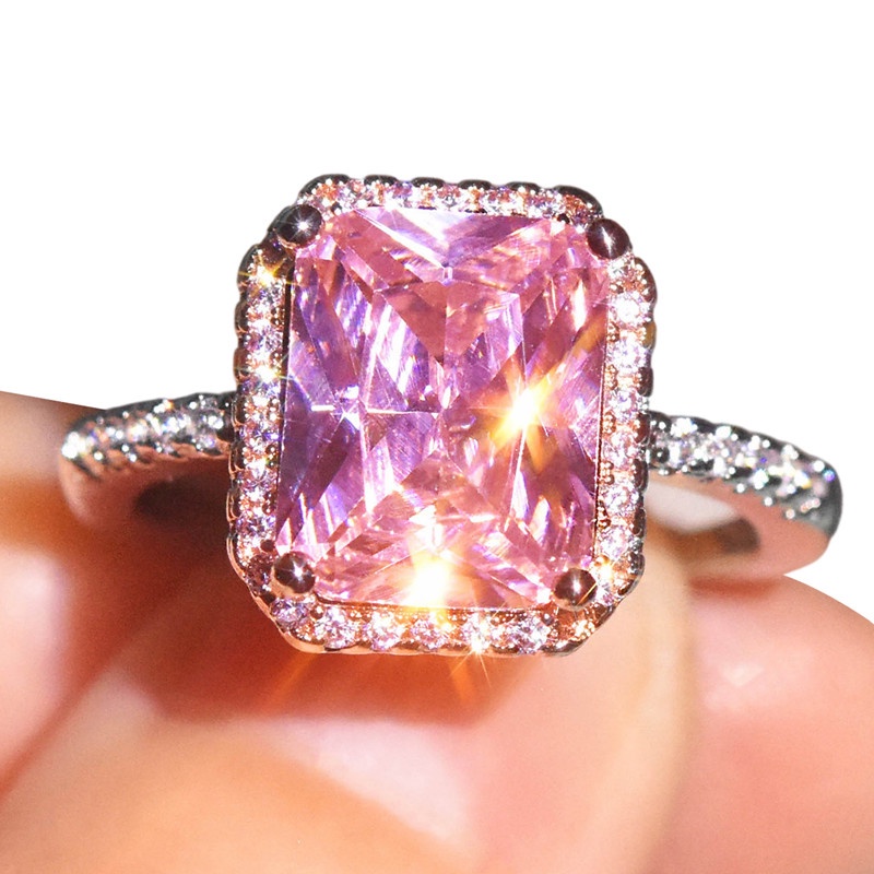 Nhẫn Hở Hai Màu Vàng Khảm Đá Pha Lê Vàng Hình Vuông Sang Trọng Cổ Điển Dành Cho Nữ