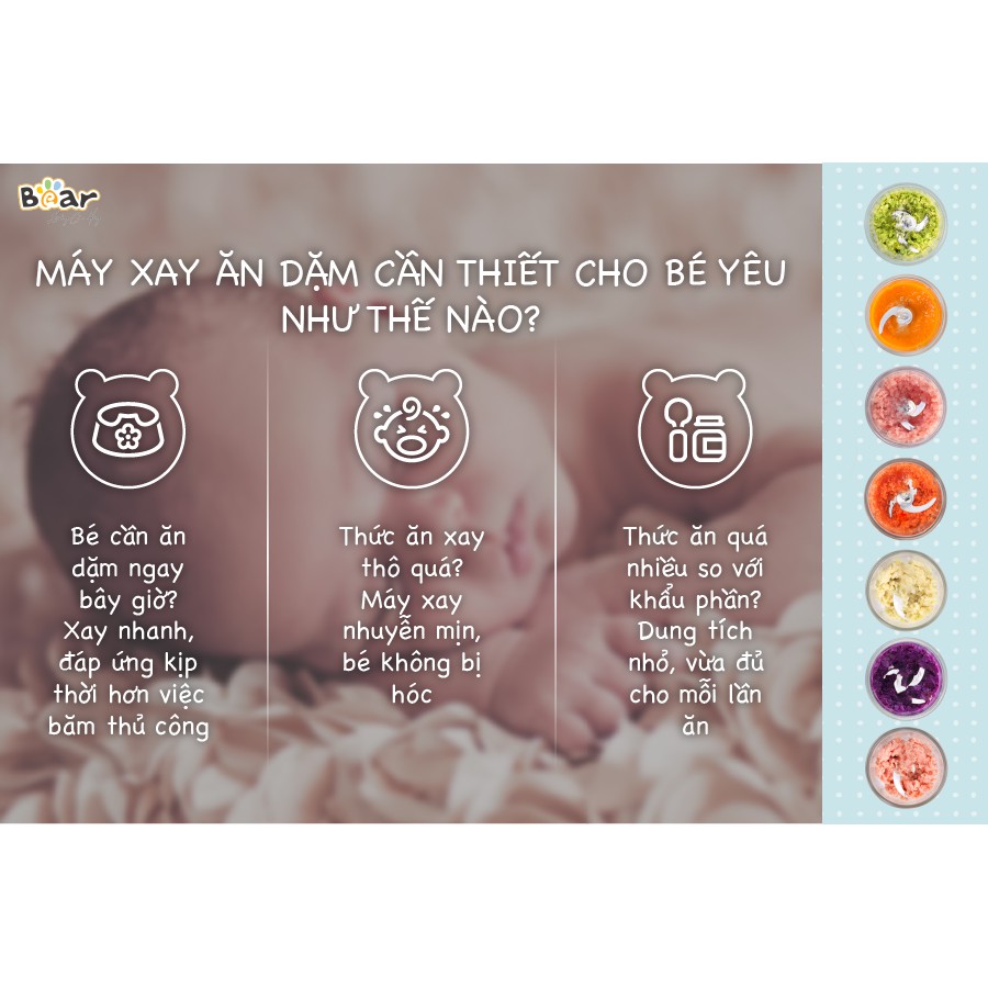 [ CHÍNH HÃNG-BẢO HÀNH 18 THÁNG] Máy Xay Ăn Dặm Bear 0.3L, Máy Xay Đa Năng Nhỏ Gọn, An Toàn, Dễ Sử Dụng Babibu - MXB0.3