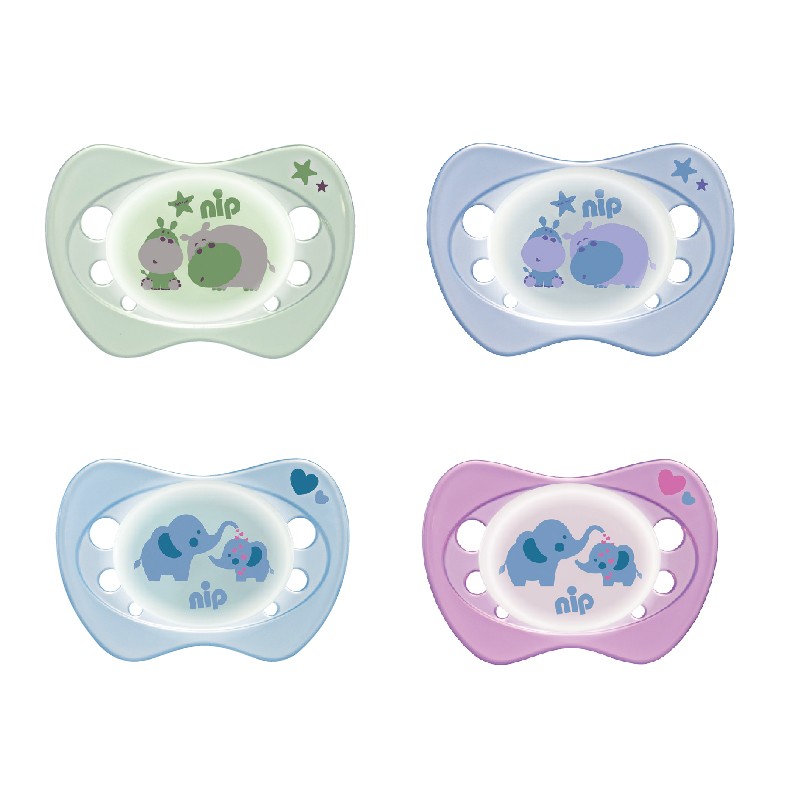 Ty ngậm sơ sinh phát sáng Newborn Night, bằng silicon, cỡ 0 (0-2 tháng), bộ 2 chiếc (NIP31308)