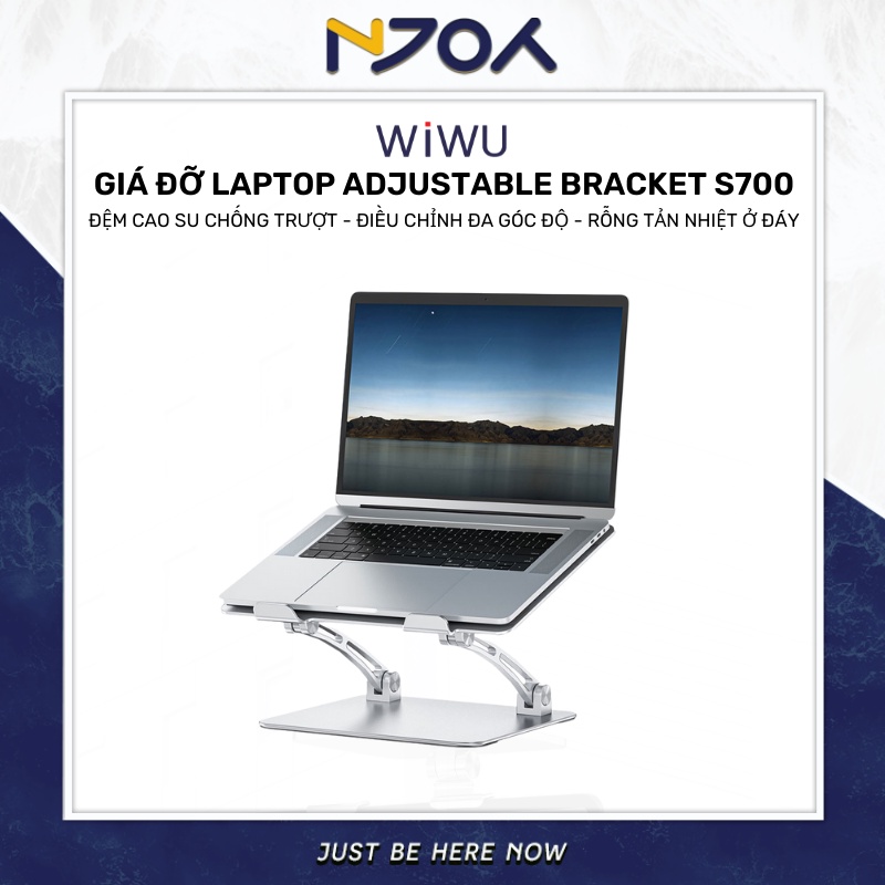 Giá Đỡ Laptop Khung Linh Hoạt Có Thể Gập Gọn WIWU Adjustable Bracket S700 Điều Chỉnh Đa Góc Độ Thiết Kế Hổ Trợ Tản Nhiệt