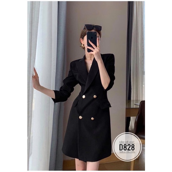 Bigsize Đầm cổ vest D828