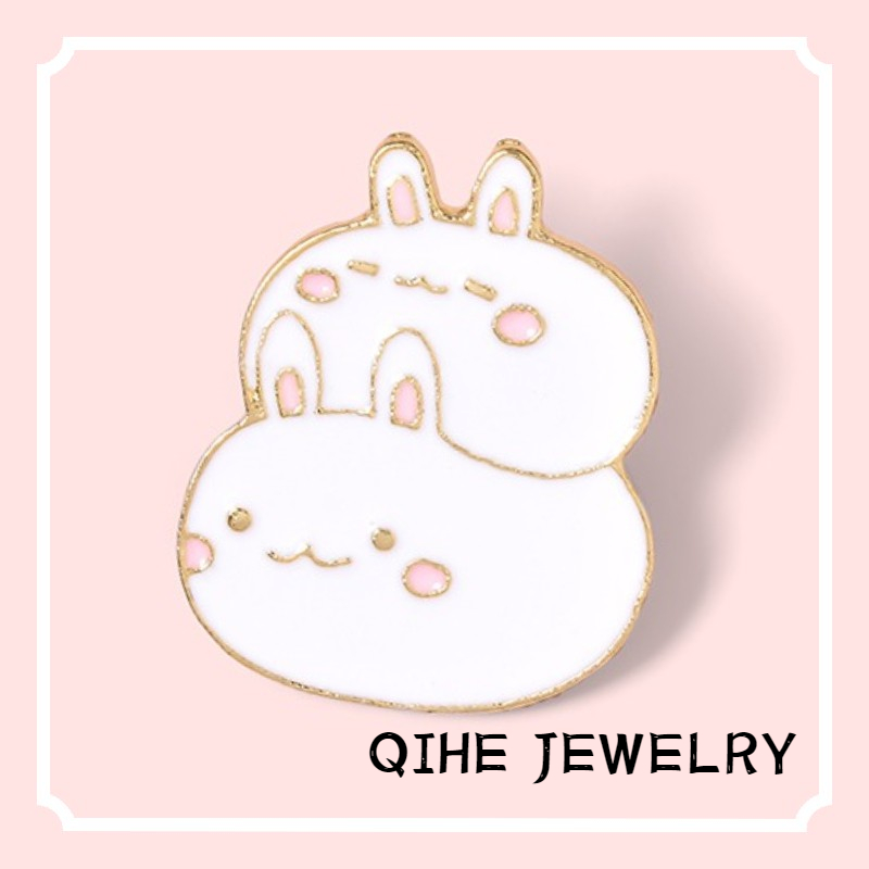 Ghim cài áo QIHE JEWELRY hình thỏ xinh xắn