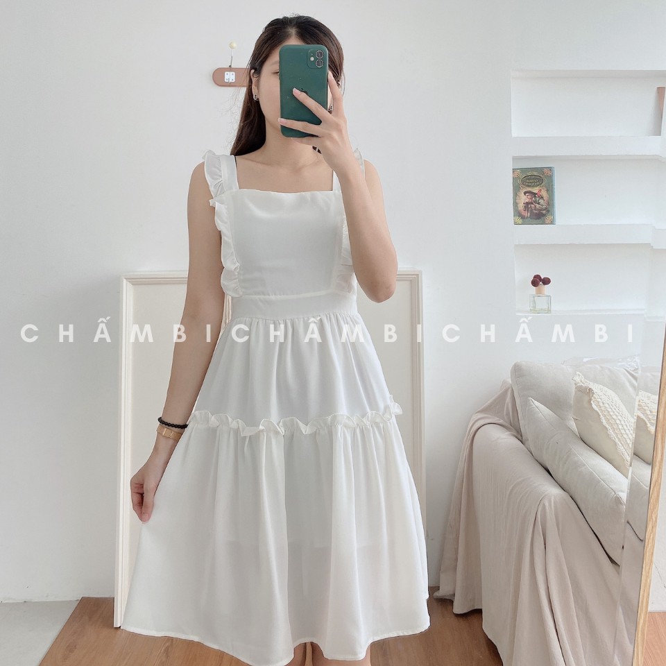 Đầm Xòe 2 Dây Cánh Tiên Chun Lưng freesize<53kg - V.011 | BigBuy360 - bigbuy360.vn