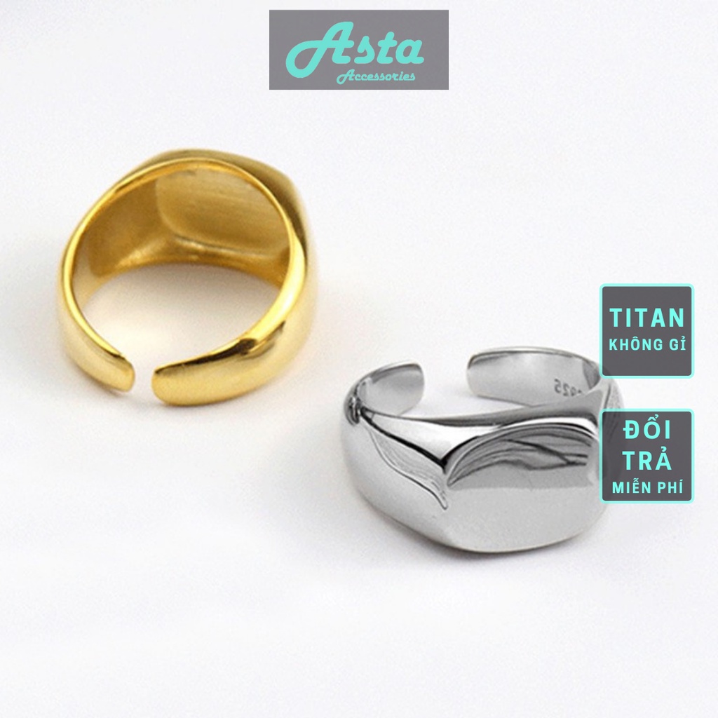 Nhẫn nam nữ tròn unisex Asta Accessories màu bạc đơn giản thời trang chất Titan đẹp không gỉ - Nhẫn Treasure