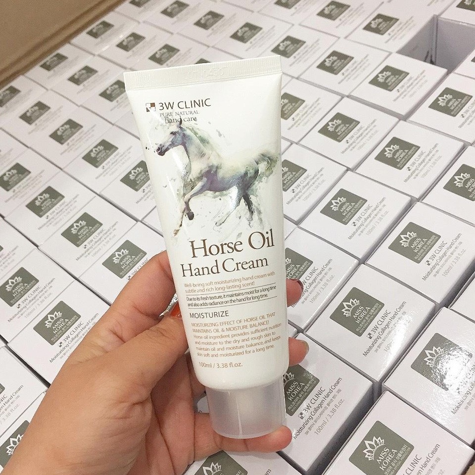 Kem dưỡng da tay 3W Clinic Horse Oil dưỡng ẩm, làm trăng da Hàn Quốc 100ml