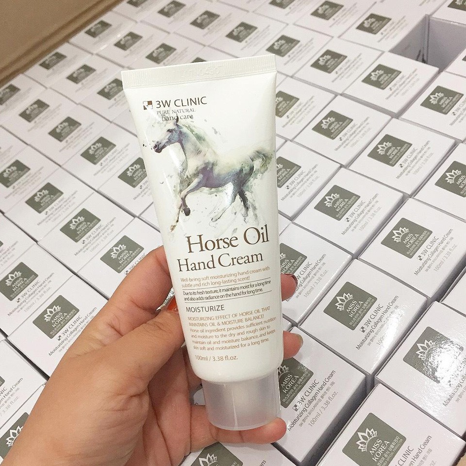 Kem dưỡng da tay 3W Clinic Horse Oil Hand Cream 100ml Hàn Quốc - QM Beauty