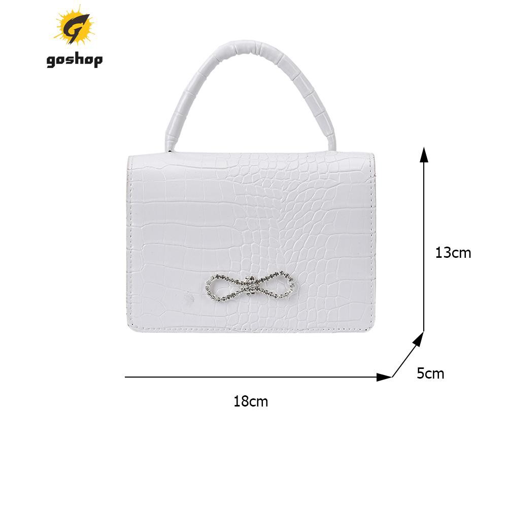 (GO ) Fashion Women Alligator Pattern PU Pure Color Shoulder Bag Chain Bow Purse