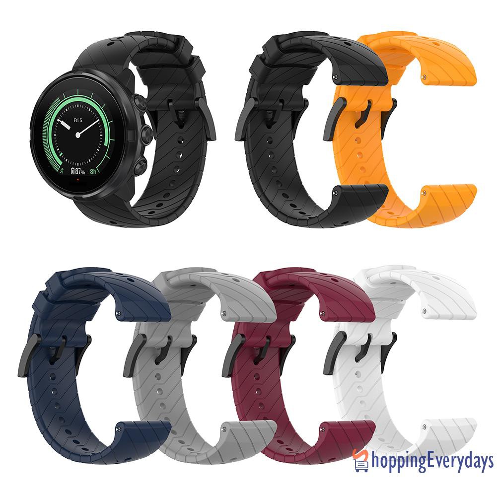 【sv】 Soft Silicone Wristband Bracelet Watch Strap w/Buckle for Suunto 9/9 Baro