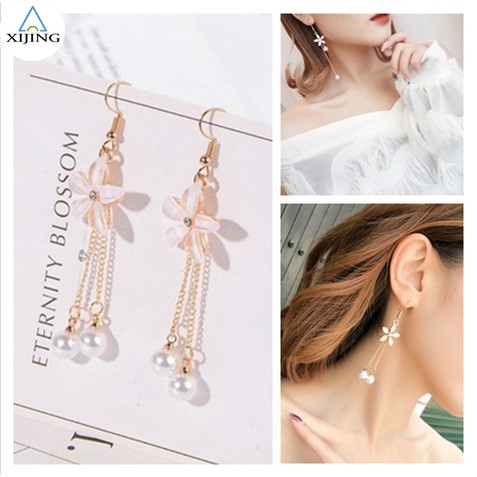 Khuyên tai tua rua dáng dài phong cách Hàn Quốc cho nữ