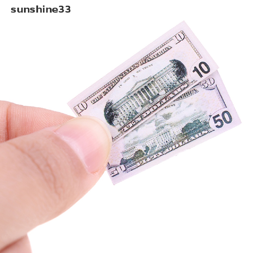 100 Xấp tiền đô la 1:12 5/10/20/50/100 trang trí nhà búp bê