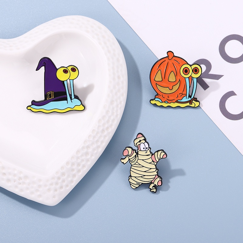 Ghim Cài Áo Hình Ốc Sên / Ngôi Sao / Tráng Men / Bí Ngô Hoạt Hình Sáng Tạo