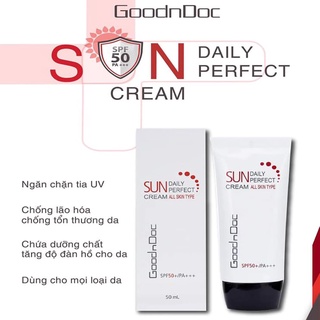 Kem chống nắng vật lý GOODNDOC DAILY PERFECT SUN CREAM SPF 50 + PA+++ 50ml (dưỡng sáng da, ngừa lão hóa)