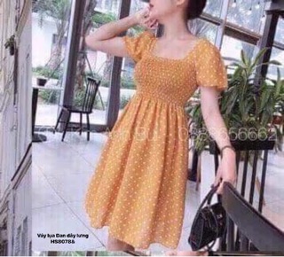 Váy chấm bi Đan dây lưng (HS)
