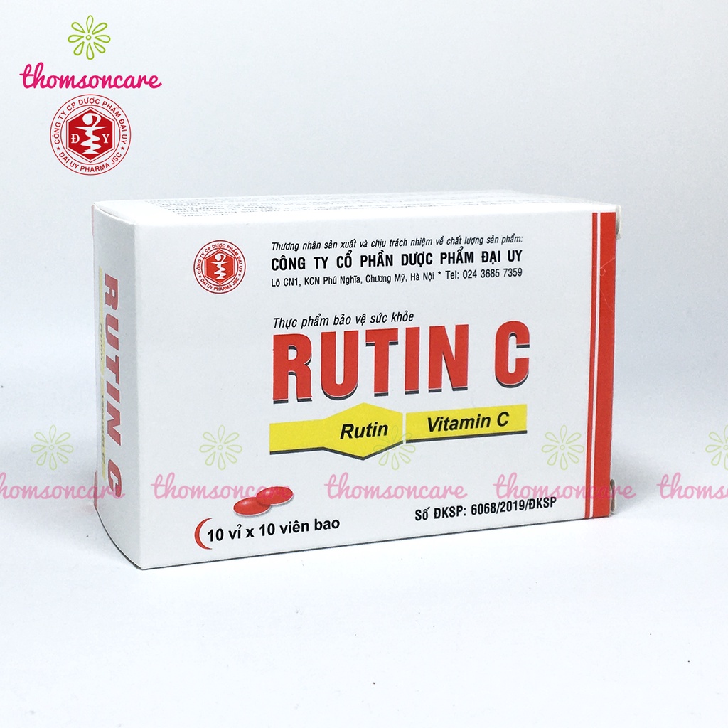 Rutin C Đại Uy - bổ sung vitamin C, giúp tăng cường sức đề kháng, phòng ngừa nhiệt miệng, táo bón - Hộp 100 viên