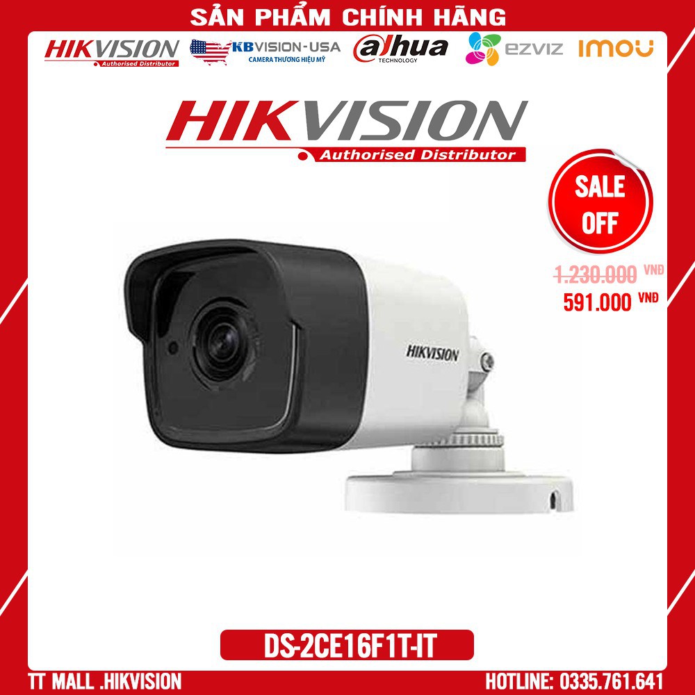 Camera HD-TVI thân trụ HikVision DS-2CE16F1T-IT   3MegaPixcel; hồng ngoại 20m, bảo hành 2 năm .