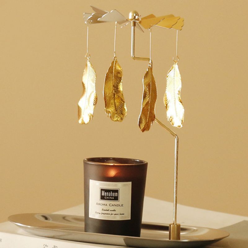 Giá đỡ đèn cầy bằng kim loại thiết kế xoay tròn tiện dụng