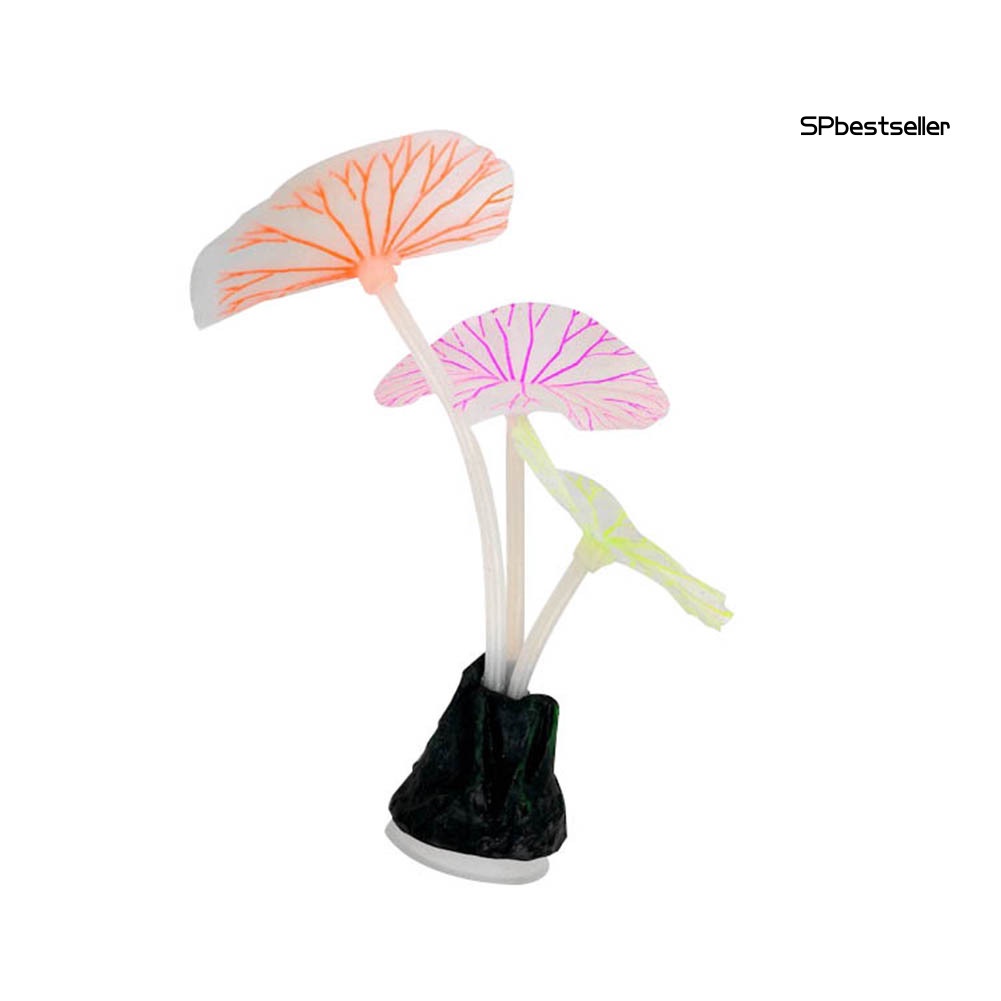 Cây Silicone Nhân Tạo Màu Huỳnh Quang Có Giác Hút Trang Trí Bể Cá Cảnh