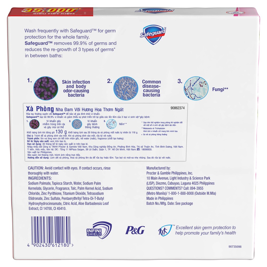 Lốc 6 Xà Bông Safeguard Nha Đam & Hương Hoa 130g x 6 | BigBuy360 - bigbuy360.vn