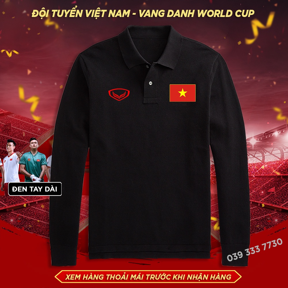 Áo polo TAY DÀI VIỆT NAM - Áo Thun Thu Đông VN Cao cấp cotton nam nữ cao cấp, vải xịn, màu đẹp