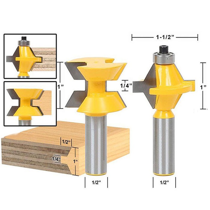 Bộ 2 mũi phay gỗ ghép ván cửa | mũi soi gỗ đánh mộng gỗ 10 đến 25mm