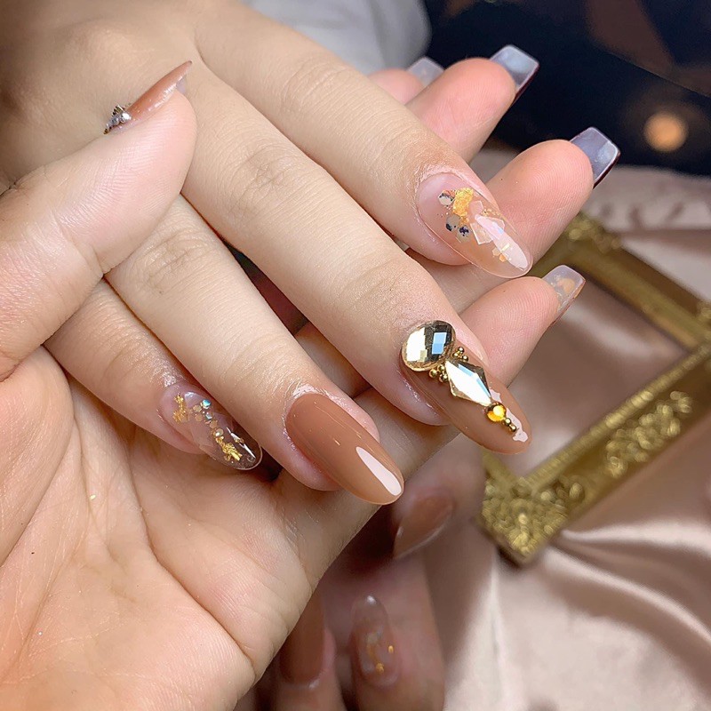 [HÀNG CHUẨN] Móng úp form nhọn, phom vuông nhọn HSM hộp kim cương - 500 móng