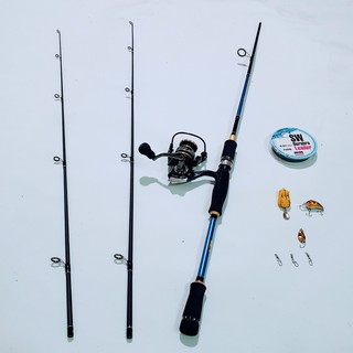 Bộ Combo Cần Máy Đứng 2 Ngọn và Máy Câu DEUKIO AC2000 Tặng Kèm Phụ KIện Câu Lure