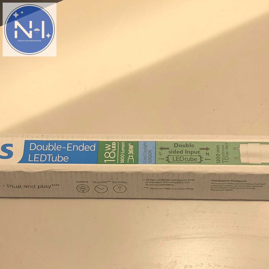 Bóng Tuýp Led 1m2 PHILIPS DE 18W Dùng Điện 2 Đầu Ánh Sáng Trắng Bảo Hành 1 Năm