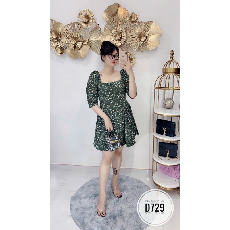 BIGSIZE Đầm nhung hoa D729