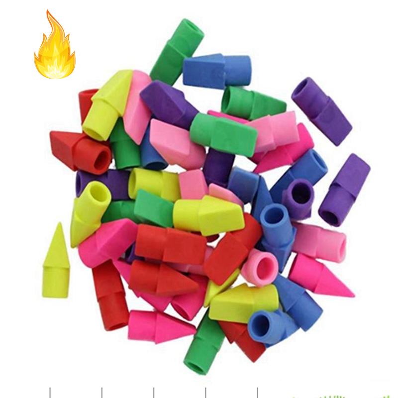 Set 50 Nắp Gôm Tẩy Gắn Đầu Bút Chì Nhiều Màu Sắc Cho Học Sinh / Văn Phòng / Trường Học