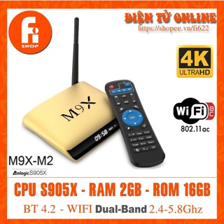 Android TV Box M9X M2 Gold | Anten Kép |Bluetooth 4.2 | Ram 2Gb | Bộ Nhớ 16Gb EU