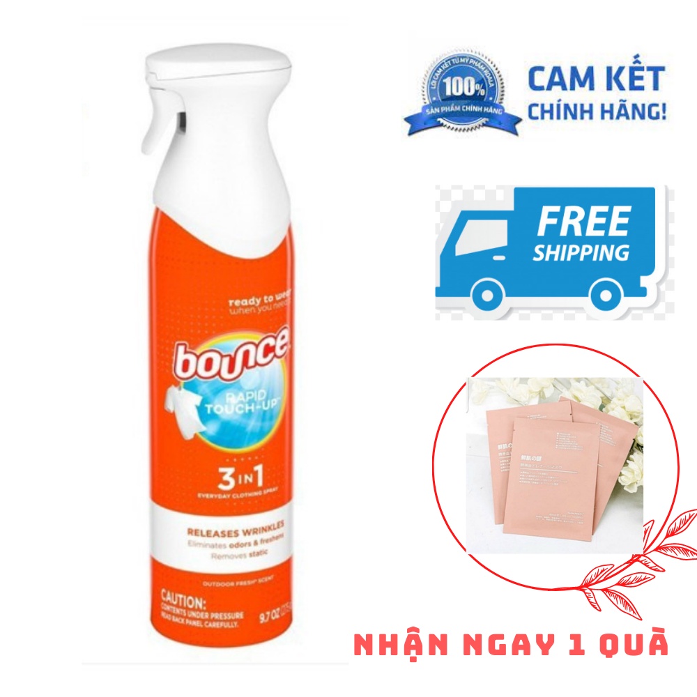 Xịt thơm, làm phẳng quần áo Bounce 3 in 1 Rapid Touch 275gr