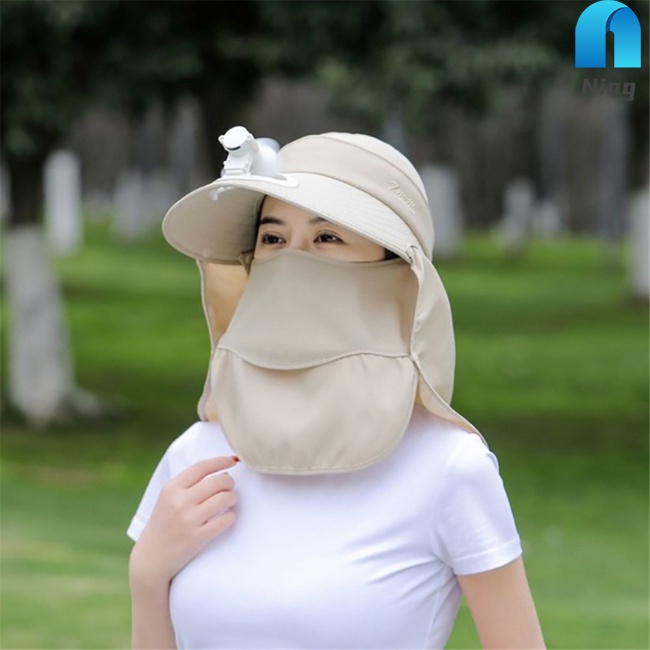 Nón Chống Nắng Vành Rộng Kèm Quạt Che Cổ Và Mặt Dùng Khi Đi Câu Cá/ Thể Thao Ngoài Trời