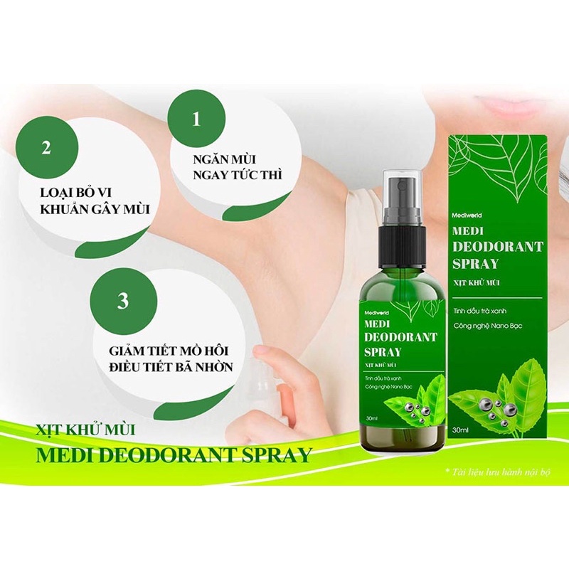 Medi Deodorant Spray – Xịt khử mùi với thành phần từ Nano bạc và tinh chất thiên nhiên