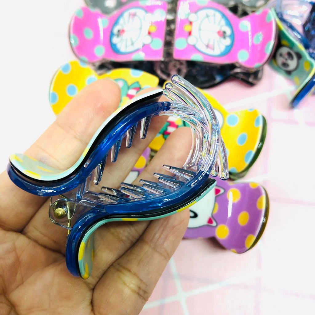 Kẹp tóc càng cua 5 răng 2 lớp hoạ tiết hoạt hình cute