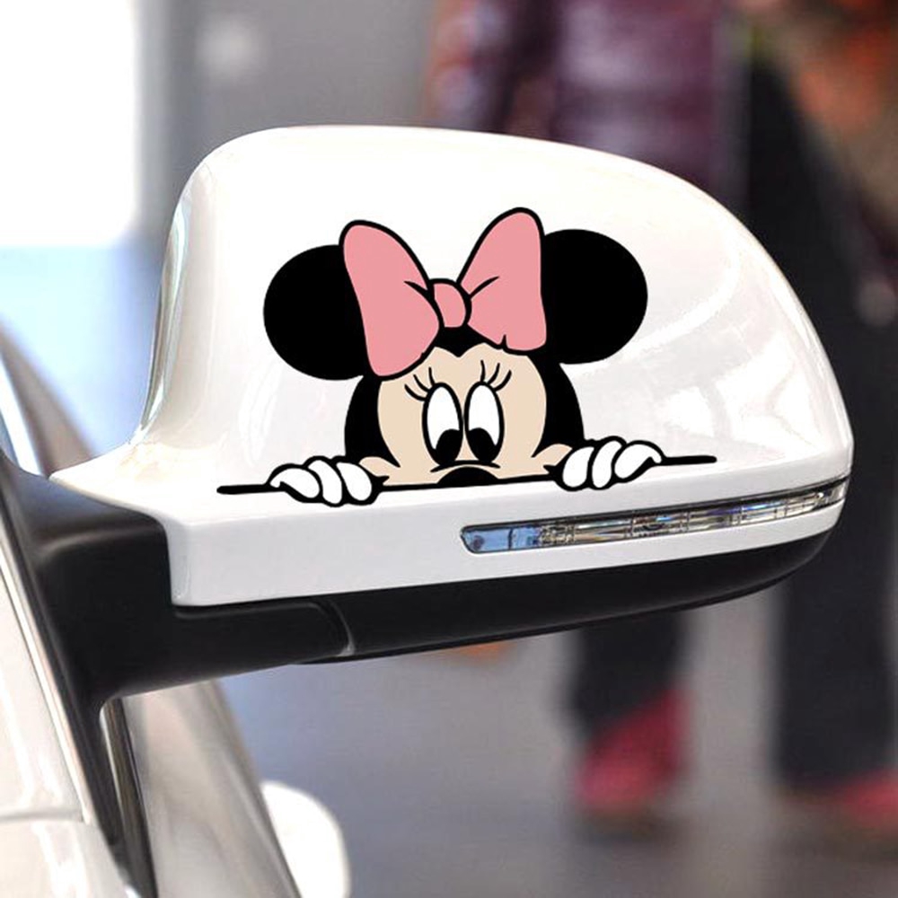 Decal hình chuột Mickey Minnie dán kính chiếu hậu xe hơi