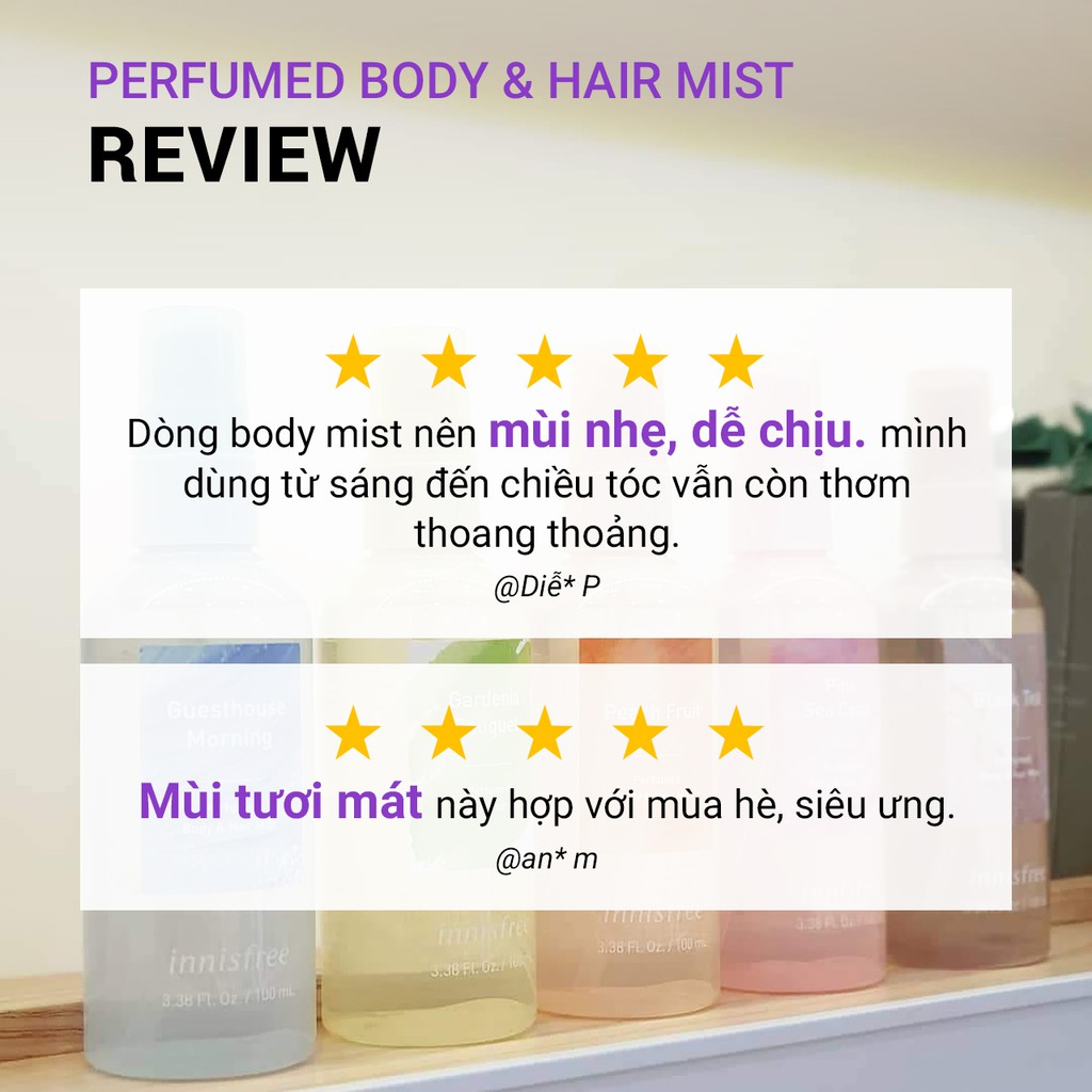 [Mã COSIFSBD giảm 10% đơn 400K] Xịt thơm toàn thân innisfree Perfumed Body & Hair Mist 100ml