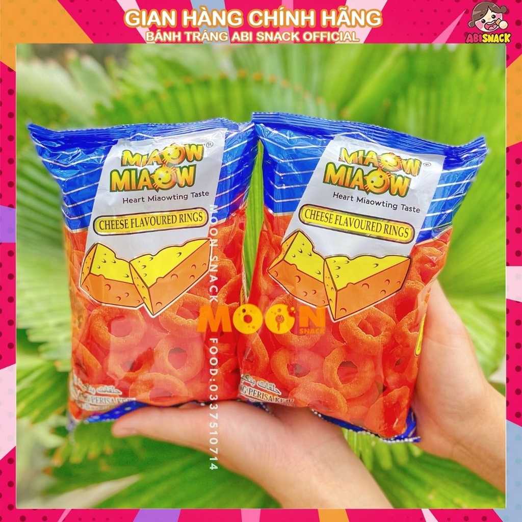 Bánh snack vòng phô mai Miaow Miaow gói lớn 60g hàng nội địa Malaysia thơm ngon ngọt béo vị phô mai