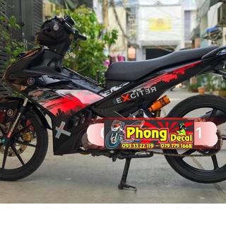 Tem rời ex 150 thành phố dán xe đen phối đỏ