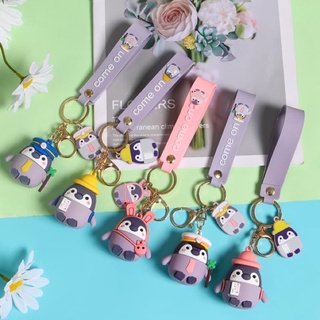 Móc khoá chim cánh cụt đủ màu sắc + Nametag Come on
