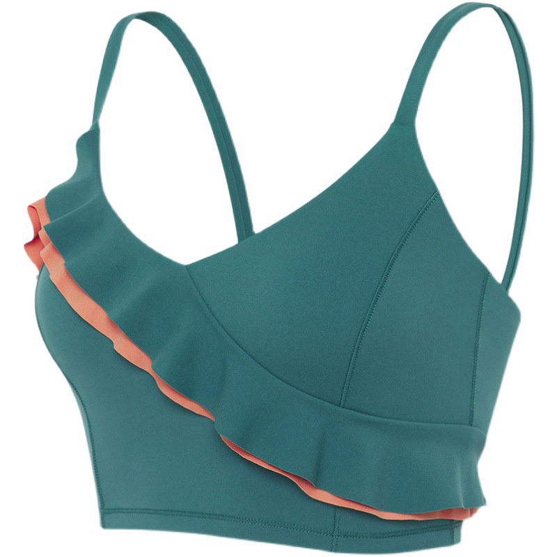 ĐỒ TẬP GYM - Áo tập gym thương hiệu  Mitao cao cấp,  áo tập yoga Âu Mỹ cá tính cao cấp áo lót mỏng vai bèo nhún gợi cảm