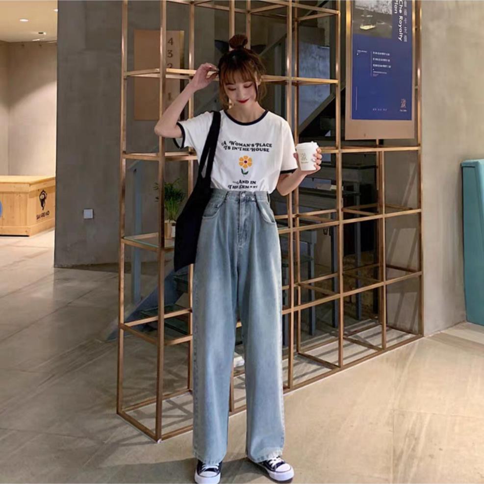 [HÀNG CAO CÂP] Quần Baggy Jean SEMI Ống Rộng Cạp Chỉnh Nút Gài Eo Ulzzang | BigBuy360 - bigbuy360.vn