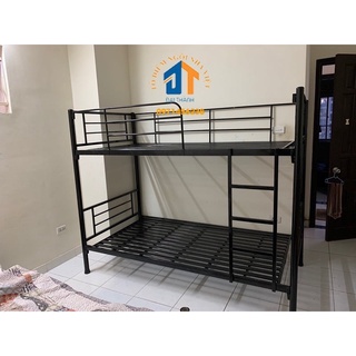 Giường sắt tầng tròn đen rộng 1m2, dài lọt lòng 2m