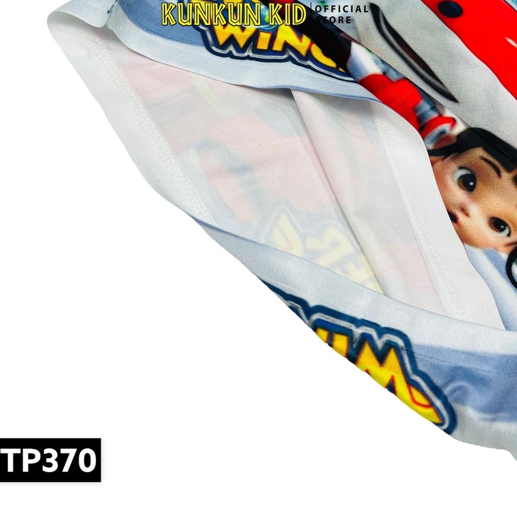 Đồ bộ bé trai chất Thun lạnh ngắn tay in 3d hình super wings Kunkun Kid TP370