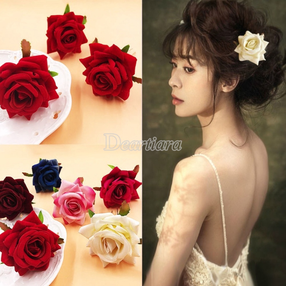 Cài Tóc Phối Mô Hình Hoa Hồng Giả Trang Trí Tóc Cho Cô Dâu