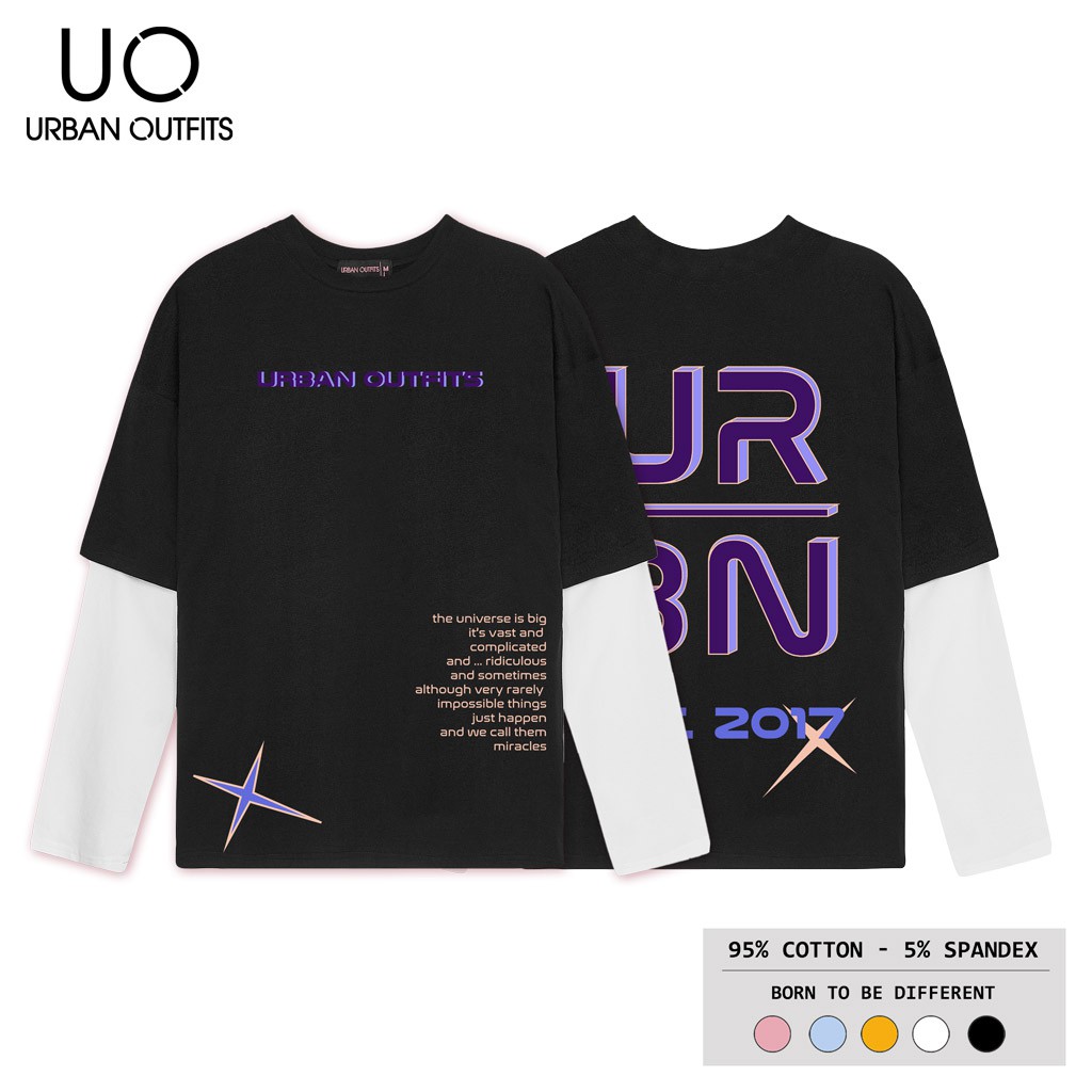 Áo Thun Tay Dài Phối Nam Nữ Form Rộng URBAN OUTFITS In URBN EST2017 TDO55 100 cotton 4 Chiều